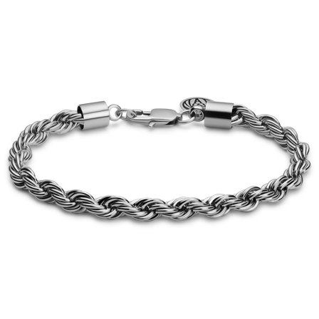 Essentials | Bracelet torsadé argenté 6 mm pour hommes - Bracelets en acier