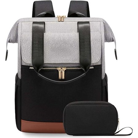 Rygsæk til kvinder - med 15-tommers laptoprum - Vandtæt rejserygsæk til kvinder, stor tote taske - Sort