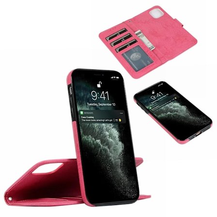 Magnetiskt mockafodral för iPhone 12/12 Pro med magnetlås. Rosa