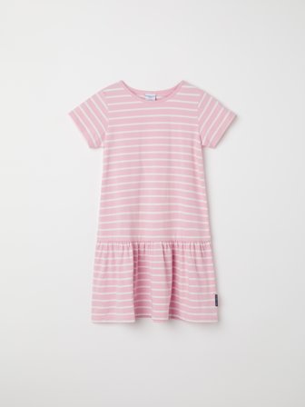 Polarn O. Pyret - Striped dress with gathered skirt - 86 - Childrenswear - pink