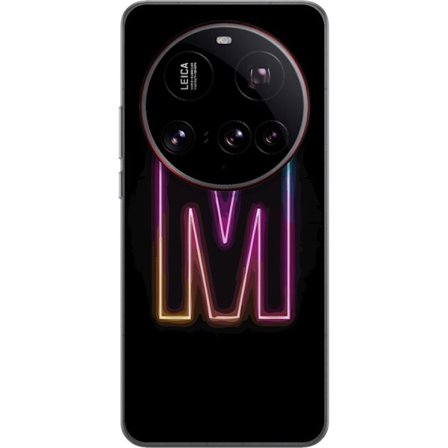 Kompatibel Mobilcover til Xiaomi Xiaomi 15 Ultra Neonbogstav M med farveskiftende lyseffekt mod sort baggrund, moderne minimalistisk typografi med stÃ