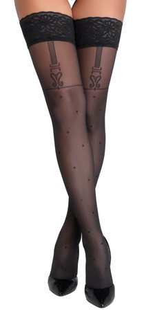 Black Hold-up Stockings with polka dots - Cottelli Collection Stockings