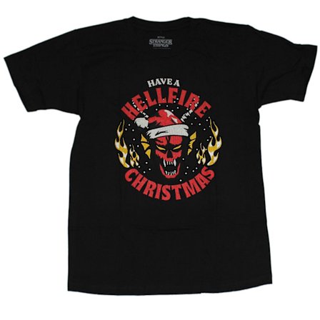 Stranger Things Herre T-shirt - Have A Hellfire Christmas-Lgn64 Ren bomuld høj kvalitet