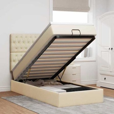 Maison Exclusive - Ottoman seng med creme madras 90x200 cm stof