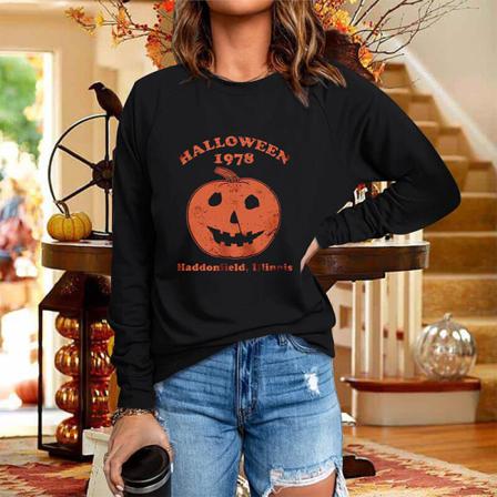 Kvinnor Halloween Tee Toppar Med Rund Hals