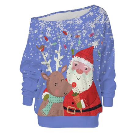 Tröja För Jultomte Med Print Off Shoulder För Damer