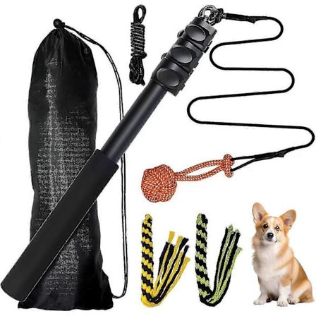 Professionell stimuleringsängel för mellanstora till stora hundar, 124 cm justerbar längd med 2 leksaker av rep, hund leksak förlängningsbar 