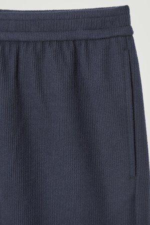 COS Men's Elasticated Corduroy-Jersey Straight-Leg Trousers in Blue