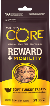 CORE Petfood - Reward+ Treats Turkey Mobility 170 g - Hund - Hundegodbiter & tyggebein - Belønningsgodbiter for hund - ZOO.no