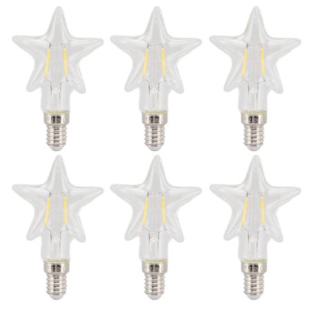 1 stk. E14-sokkelpære, gennemsigtig pentagramform, 2700K, øjenbeskyttende dekorativ LED-pære, 220V, 1,8W