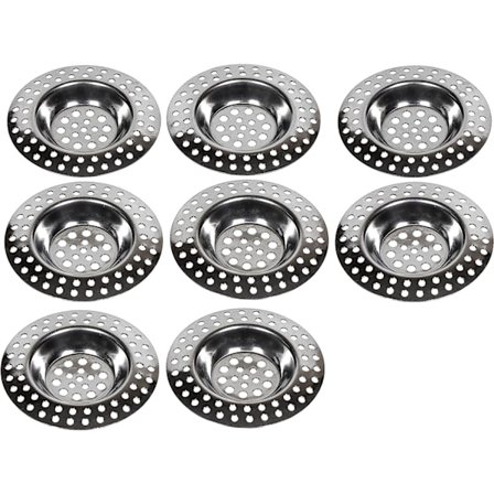 Sinksil 14g, sæt med 8, til alle afløb, køkkenvask sil