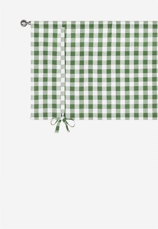 Cellbes of Sweden - Vävd, rutig hissgardin - grön / vit / rutig - - 140 x 100 cm