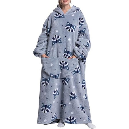 Extra lång hoodie filt, överdimensionerad filt hoodie tröja, filt med ärmar och huva, filttröja one size för män kvinnor vuxna