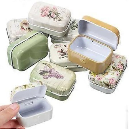8 st Plåtaskar Vintage Smyckeskrin Prydnadssakslåda Litet Smyckeskrin Med Lock Blomlåda