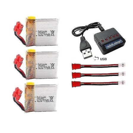 Rosa 3.7v 380mah batteri for Syma X21 X21w X26 X26a, fjernstyrt dronedeler med lader X21