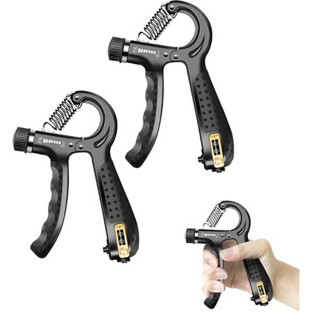 Justerbar håndtræner - 2 stk. - skridsikkert greb håndgriber - med tæller - justerbar styrke 5 til 60 kg - underarmsgriber - armtræner