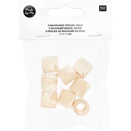 8 cylindriska pärlor - naturligt trä - 17 mm