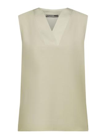 Sleeveless V-Neck Blouse Bluse Ermeløs Grønn Esprit Collection*Betinget Tilbud