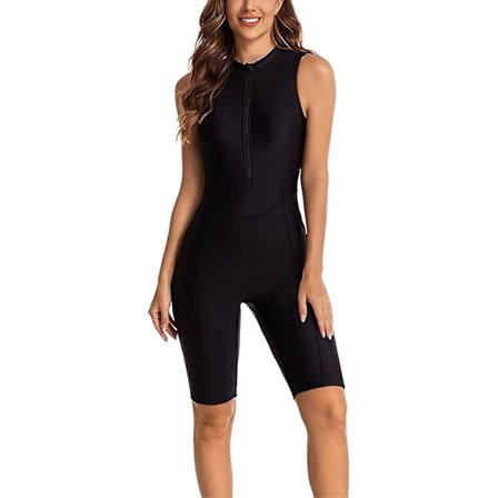 Dame badetøj i ét stykke langærmet rashguard dame våddragt atletisk badedragt surfing dykning lynlås foran badetøj badedragt Xd1 Sleeveless x 1494