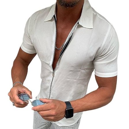 Heren Slim Fit Shirts Zip Up Shirt Tops