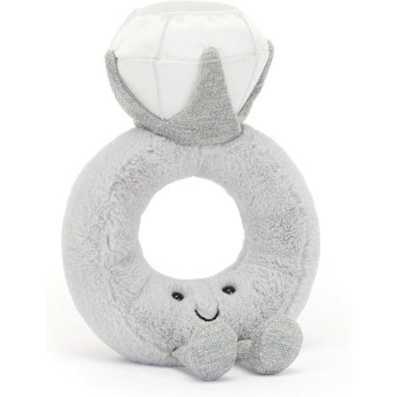 Jellycat Amuseables Diamantring Plysjleke, 30 cm | Bryllupsring Plysj | Forlovelses- og Bryllupsgave-AD4-