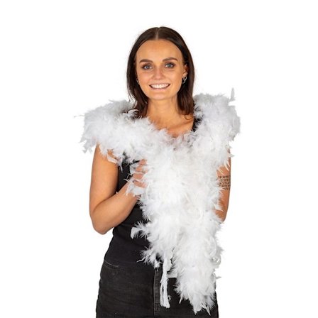 Lång Vit Fjäderboa 100g Deluxe 180 cm