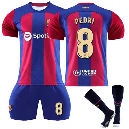 23/24 Ny sesong Hjem F.C. Barcelona PEDRI Nr 8 Barn Jersey-pakke Barn-20