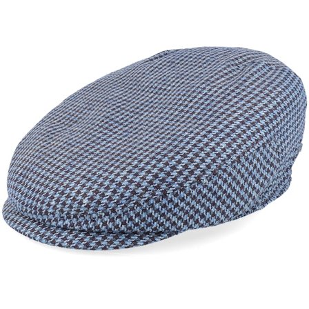 Stetson - Blå flatcap Keps - Driver Cap Silk Houndstooth Blue/Brown Flat Cap @ Hatstore