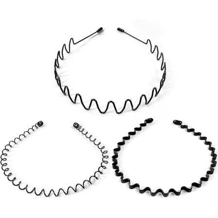3 stk. Metal Hårbånd til Mænd, Metal Hårbøjle, Skridsikker og Holdbar Bølget Hovedbånd, Unisex Sport Fashion Hårbånd Tilbehør til Kvinder og Mænd