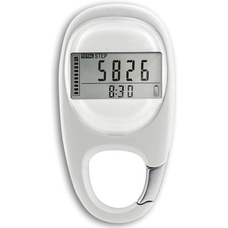 3D Digitalt Skridttæller med Klips til Nem Gåtur. Skridttælleren Registrerer Skridt og Miles/Kilometer, Kalorieforbrænding og Aktiv Tid. 7 Dages 