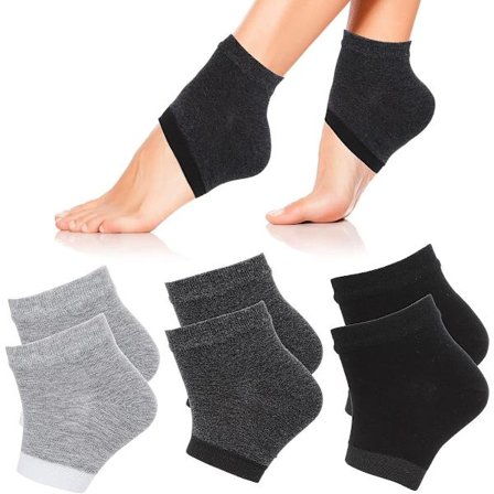 3 par fugtgivende hælsokker, ventilerende gelhæl, åbne tåsokker, bløde silikonesokker til tør, hård hud