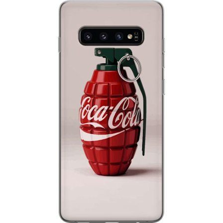 Kompatibelt Mobildeksel til Samsung Samsung Galaxy S10 Kunstnerisk illustrasjon av Coca Cola granateple i rødt og grønt, pop art inspirert motiv med