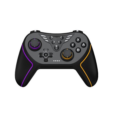 Lilla og orange BLUEKAKA Game Controller til Nintendo Switch med trådløs Bluetooth Hall Linear Joystick, makroprogrammering og bevægelsessensor
