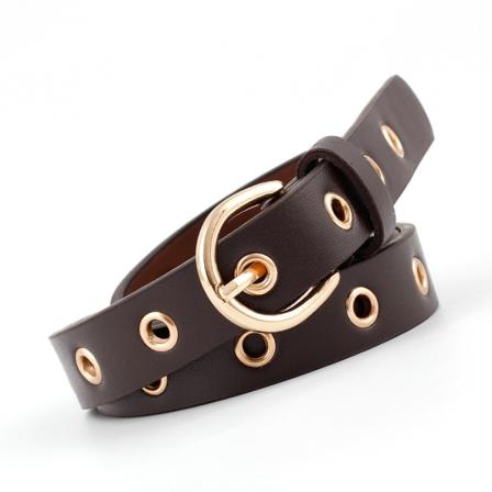 Kvinder bælter Dame bælte krop luft hul fuldt hul bælte studerende med jeans All-Match dekoration tyndt bælte Brown 110x1.9cm