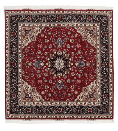 201X203 Tapete Tabriz 60 Raj Fio De Seda Oriental Quadrado Vermelho Escuro/Vermelho (Lã, Pérsia) Carpetvista