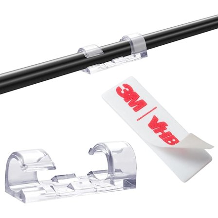 Självhäftande Kabelklämmor Organizer Sladdhållare Kabelhantering, 100-pack, Transparent