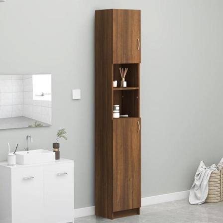 Vidaxl Badrumsskåp Brun Ek 32x25,5x190 Cm Konstruerat Trä Brun
