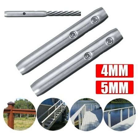 Rustfritt stål T316 kabelstrammer-sett for trappetau, 4mm & 5mm (2 stk)
