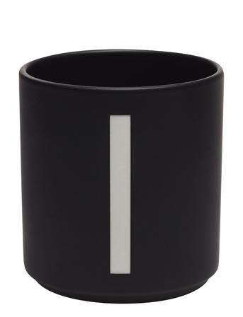 Black Porcelain Cups A-Z Black Design Letters