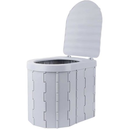 Bærbart Toalett for Camping - Bærbart Sammenleggbart Toalett med Lokk - Vanntett Bærbart Toalett - Bil - Bobil - Telt - Toalettskål - Toalett