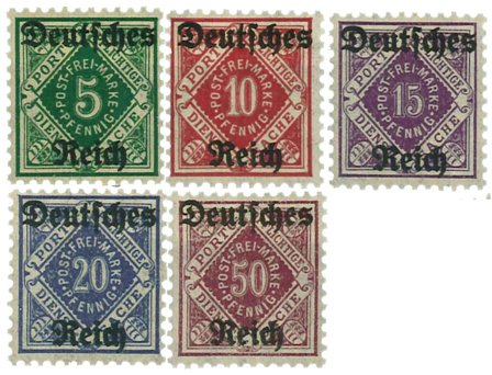 Tyske Rige 1920 - MICHEL D52-56 - Postfrisk