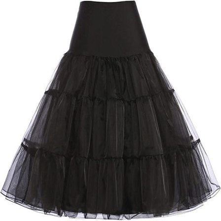 50-talls Underskjørt Rockabilly Kjole Tyllskjørt for Kvinner Svart Black