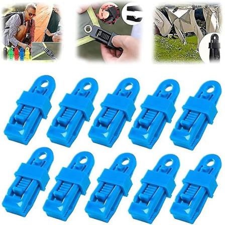 Parannus telttiklipsit, vahvat lukkoklipsit, 20 kpl tuulenpitäviä telttiklipsiä piikkeillä, telttikangasleukoja telttakankaan kiinnittämiseen blue
