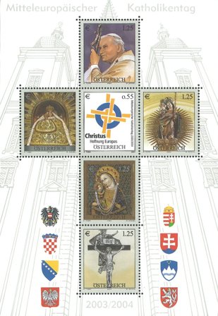 Østrig - Miniark med paven fra 2004