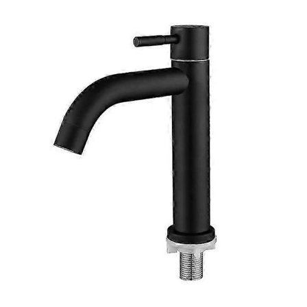 Tap, Single Cold Water Faucet for Stainless Steel Bathroom Sink - Black