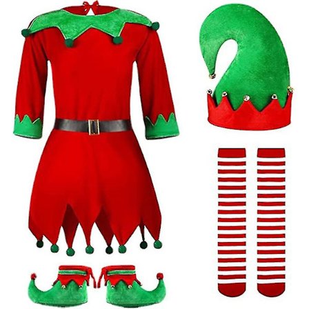 Elf-kostyme for jenter - Hatt, sokker og sko - Julekostyme for barn