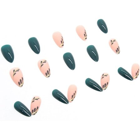 24 st French Falska Naglar Vita Spetsar Kvadratiska Klistra på Naglar Blomma Press på Naglar med Strass Avtagbara Limmade Naglar, 0220Y57