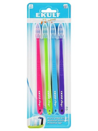 Ekulf Tandbørste Amigo 4 stk, Medicin & Pleje, Tandbørster, Voksentandbørster