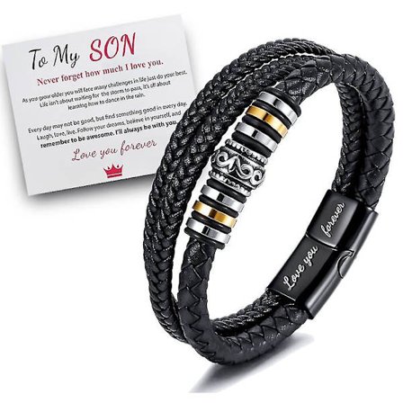 Trendigt justerbart armband för män med texten "Love You Forever To My Son"