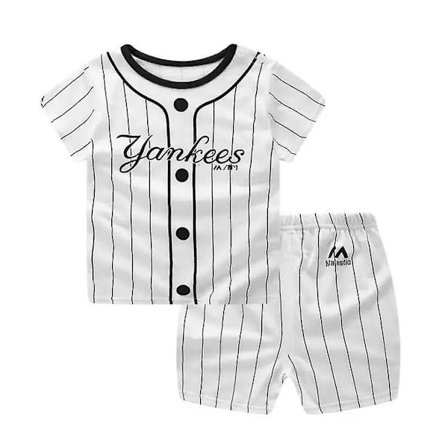 Randig Yankees T-shirt + Kort Tracksuit för Babypojkar - WELLNGS